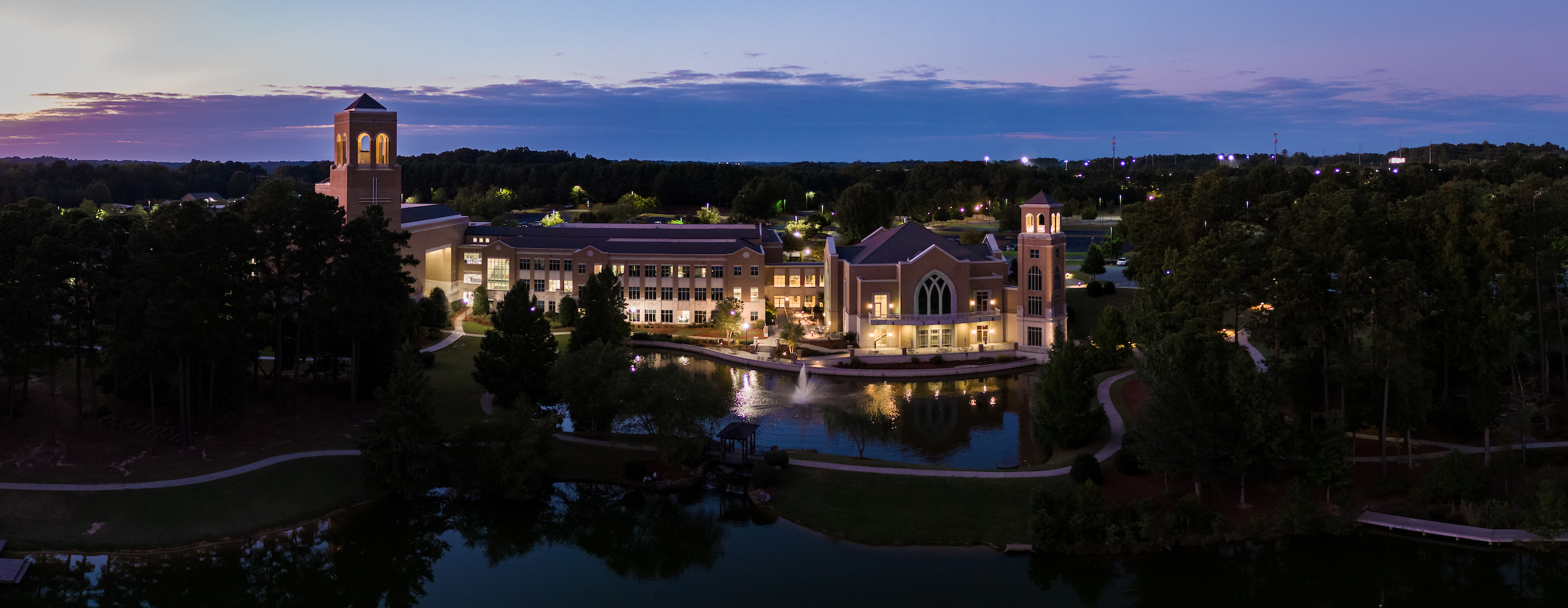 Dusk view of Perimeter Church in Johns Creek, GA