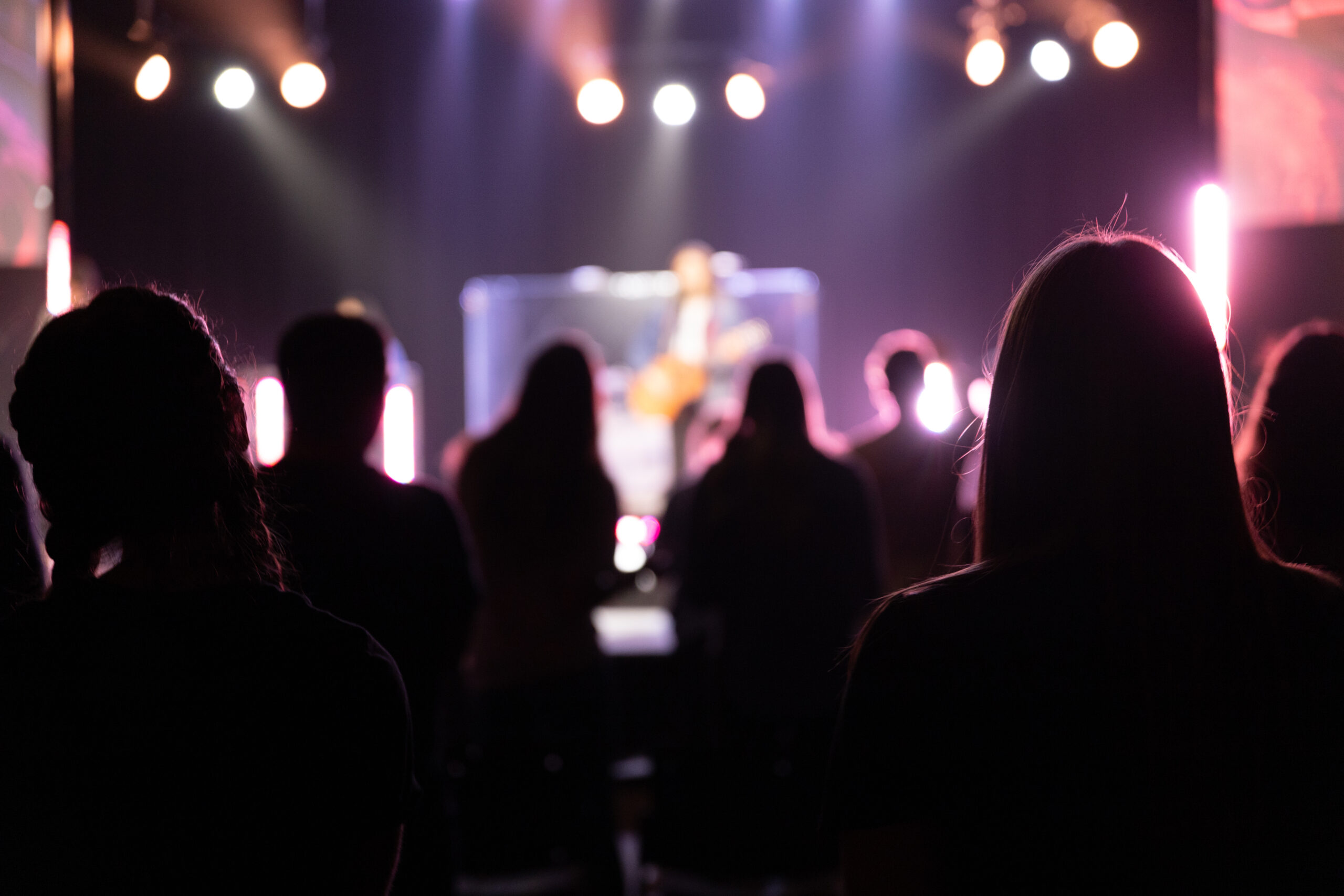 Young people attend the Hanger worship service