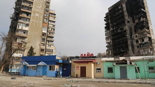 Damaged buildings in Ukraine